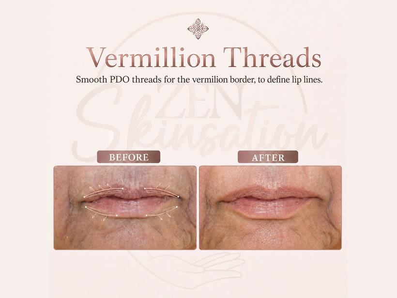 Vermillion PDO Threads before and after at Zenskinsation